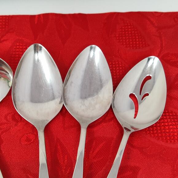 7X Serving Set Oneida Oneidacraft Deluxe Stainless Wintersong Spoons Ladle - Picture 4 of 11